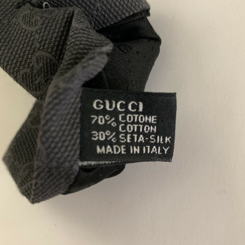 GUCCI Grey Mixed Pattern Cotton Silk Tie - Picture 4 of 4